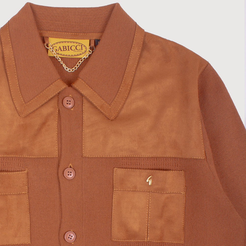 Gabicci Vintage Everett Button Through Polo Shirt - Toffee