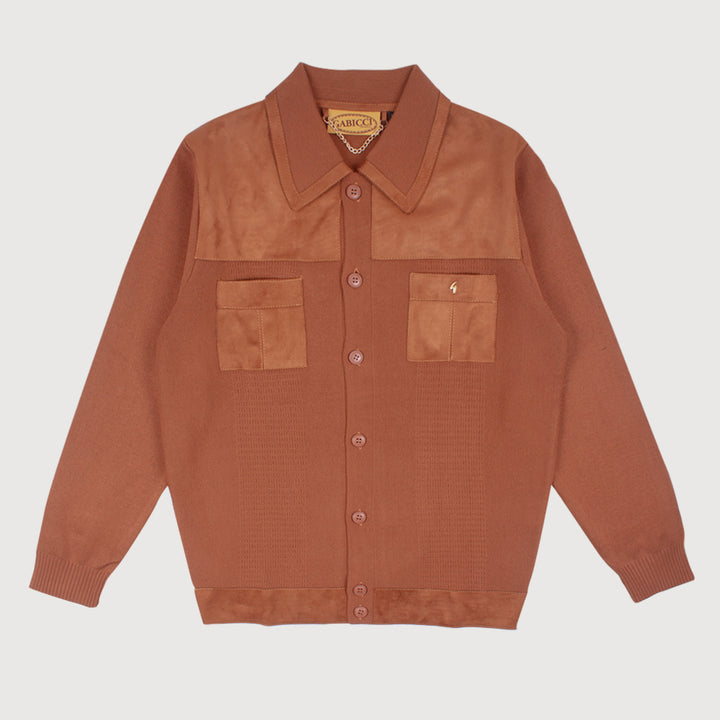 Gabicci Vintage Everett Button Through Polo Shirt - Toffee