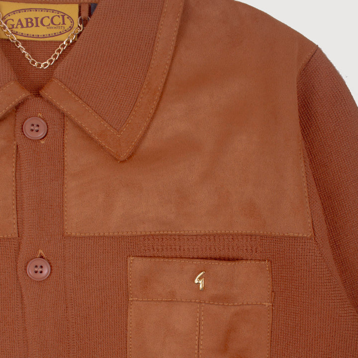 Gabicci Vintage Everett Button Through Polo Shirt - Toffee