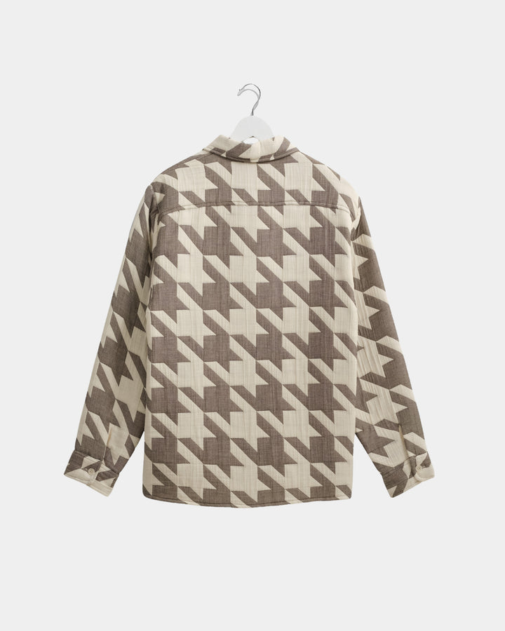 Wax London Whiting Houndstooth Quilted Overshirt - Ecru