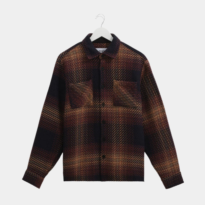 Wax London Whiting Overshirt - Navy/Caramel