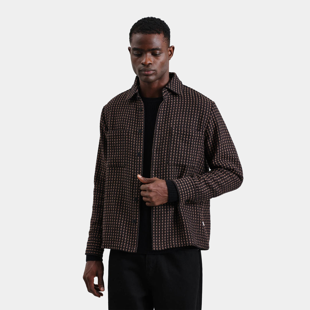 Wax London Whiting Overshirt - Black/Beige