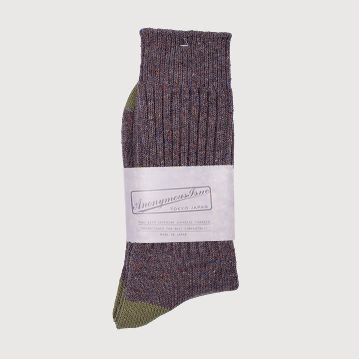 Anonymous-Ism Tweed Nep Crew Sock - Grey