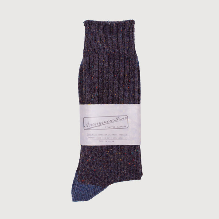 Anonymous-Ism Tweed Nep Crew Sock - Navy