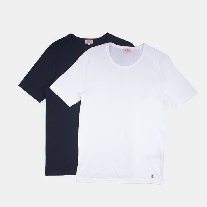 Armor-Lux 2 Pack T-shirts - White/Rich Navy
