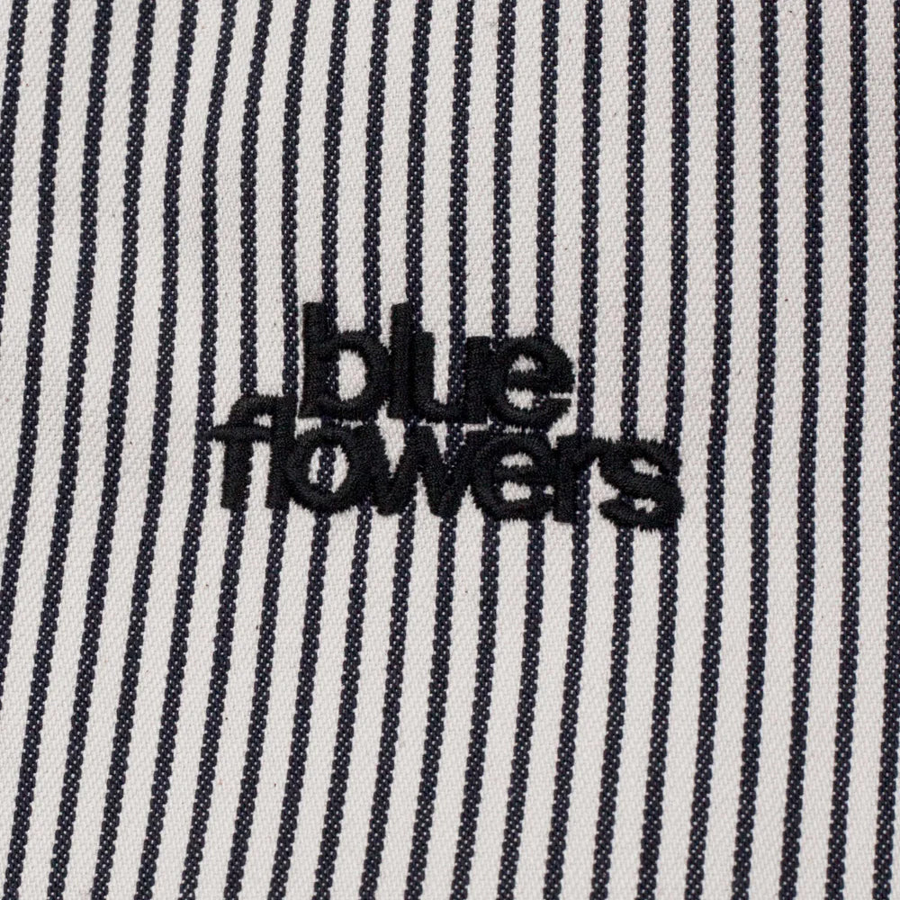 Blue Flowers Hickory Shirt - Black/White