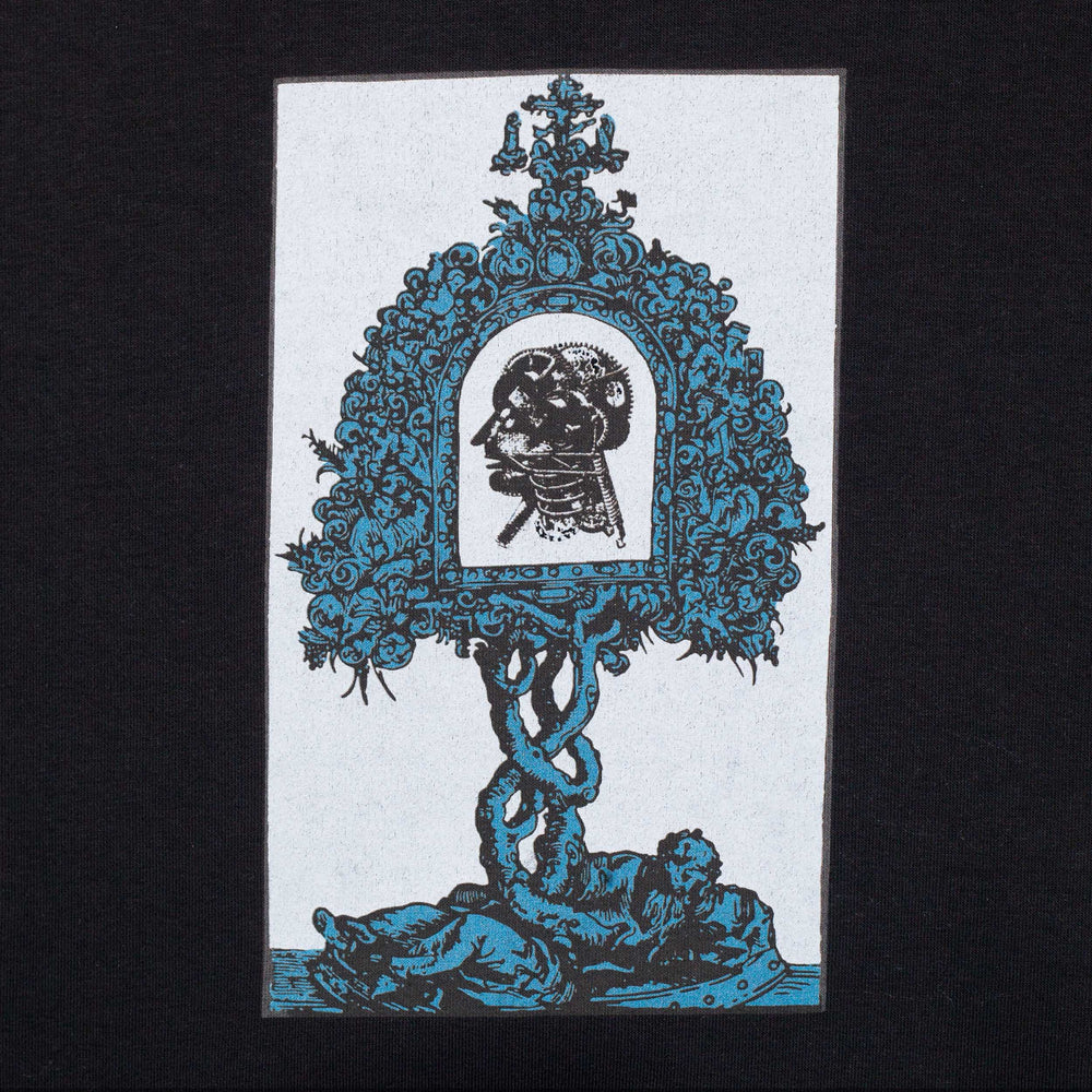 Blue Flowers Brain Tree Sweatshirt - Black