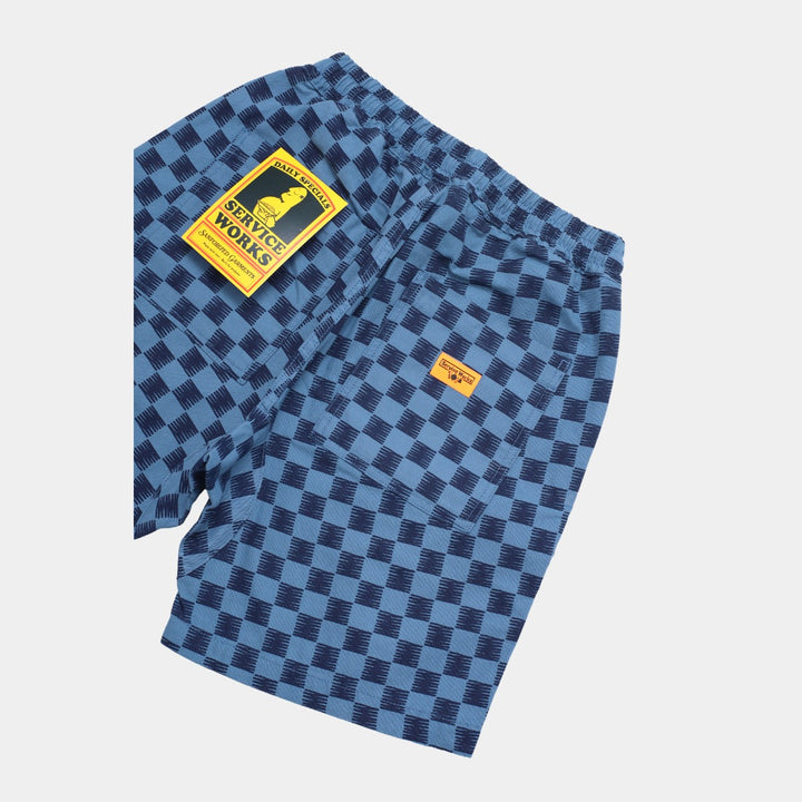 Service Works Classic Canvas Chef Shorts - Blue Checker