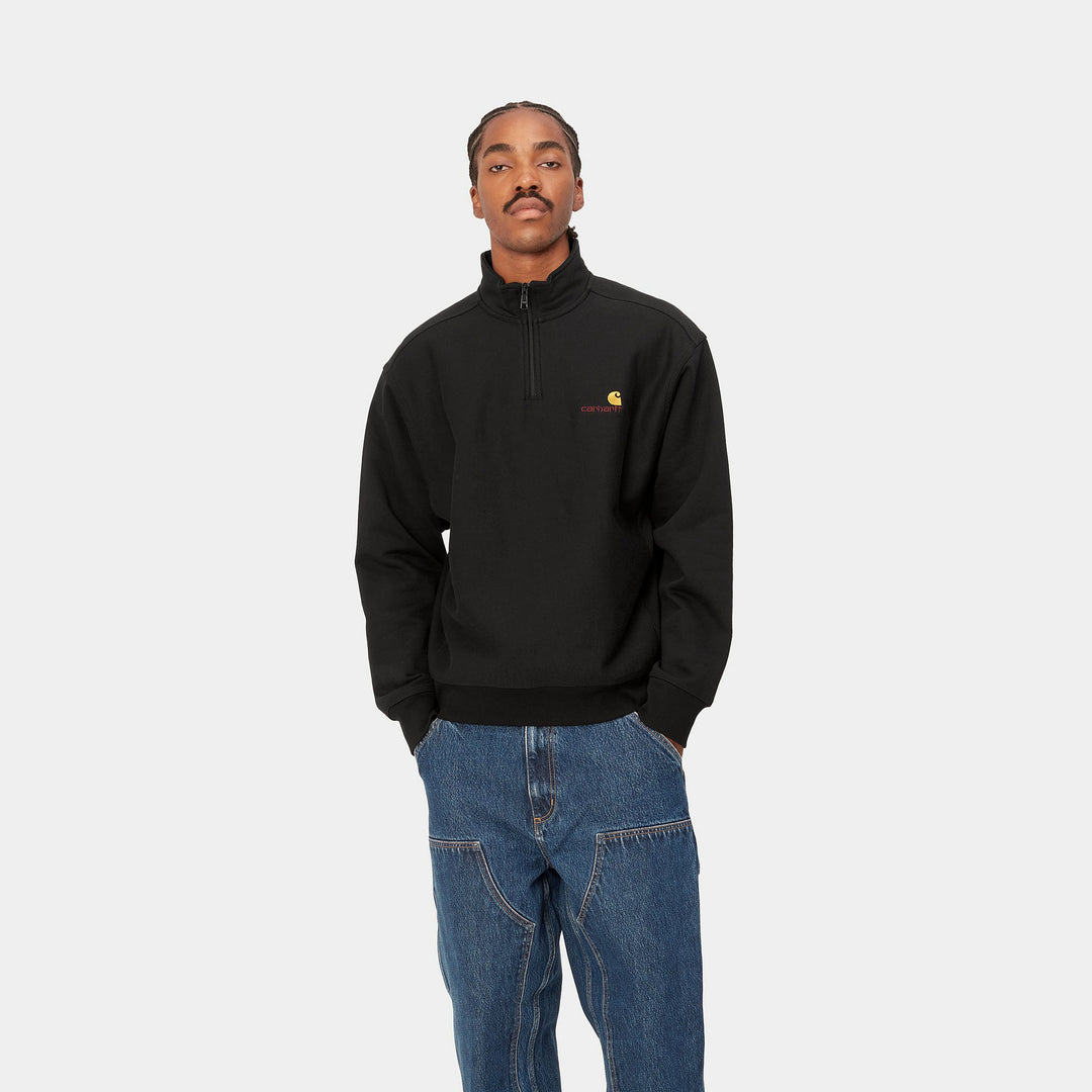 Carhartt WIP Half Zip American Script Sweatshirt - Black