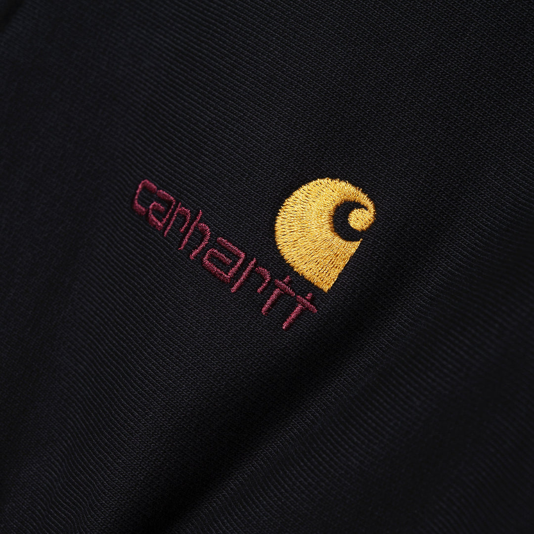 Carhartt WIP Half Zip American Script Sweatshirt - Black