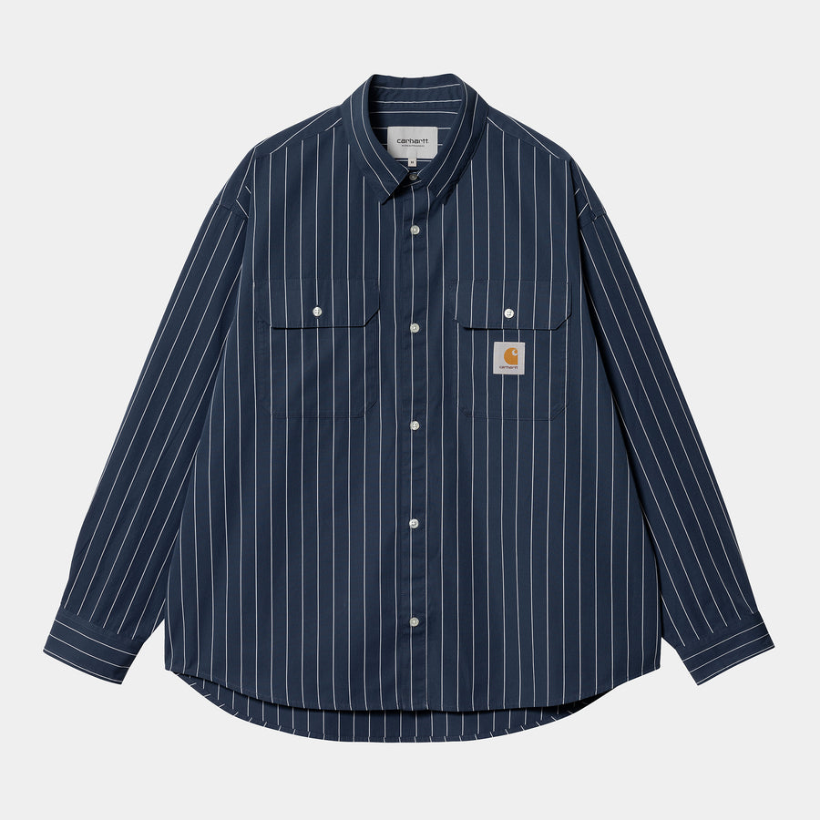 Carhartt WIP L/S Orlean Shirt - Blue/White