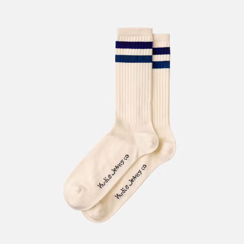 Nudie Amundsson Sport Socks - Off White/Navy