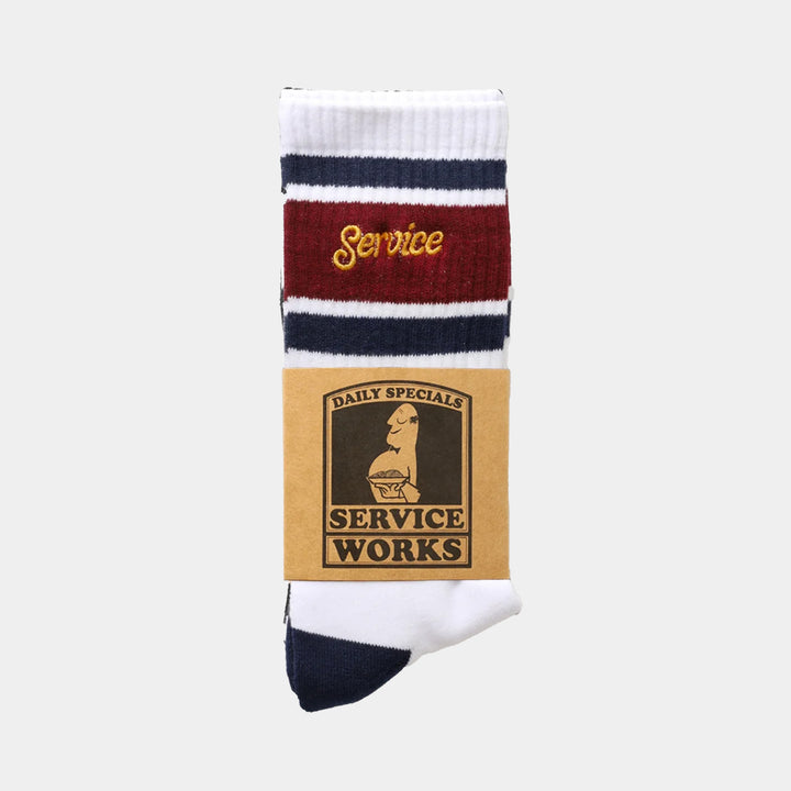 Service Works Logo Ringer Socks - White