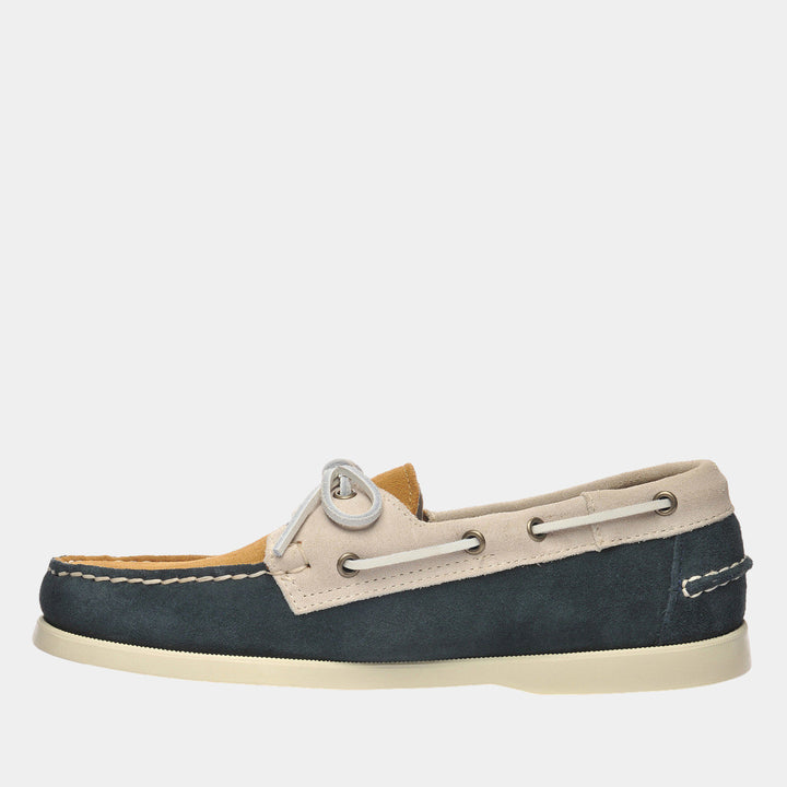 Sebago Dockside Portland JIB Suede Boat Shoe - Blue Navy/Papyrus/Cuoio