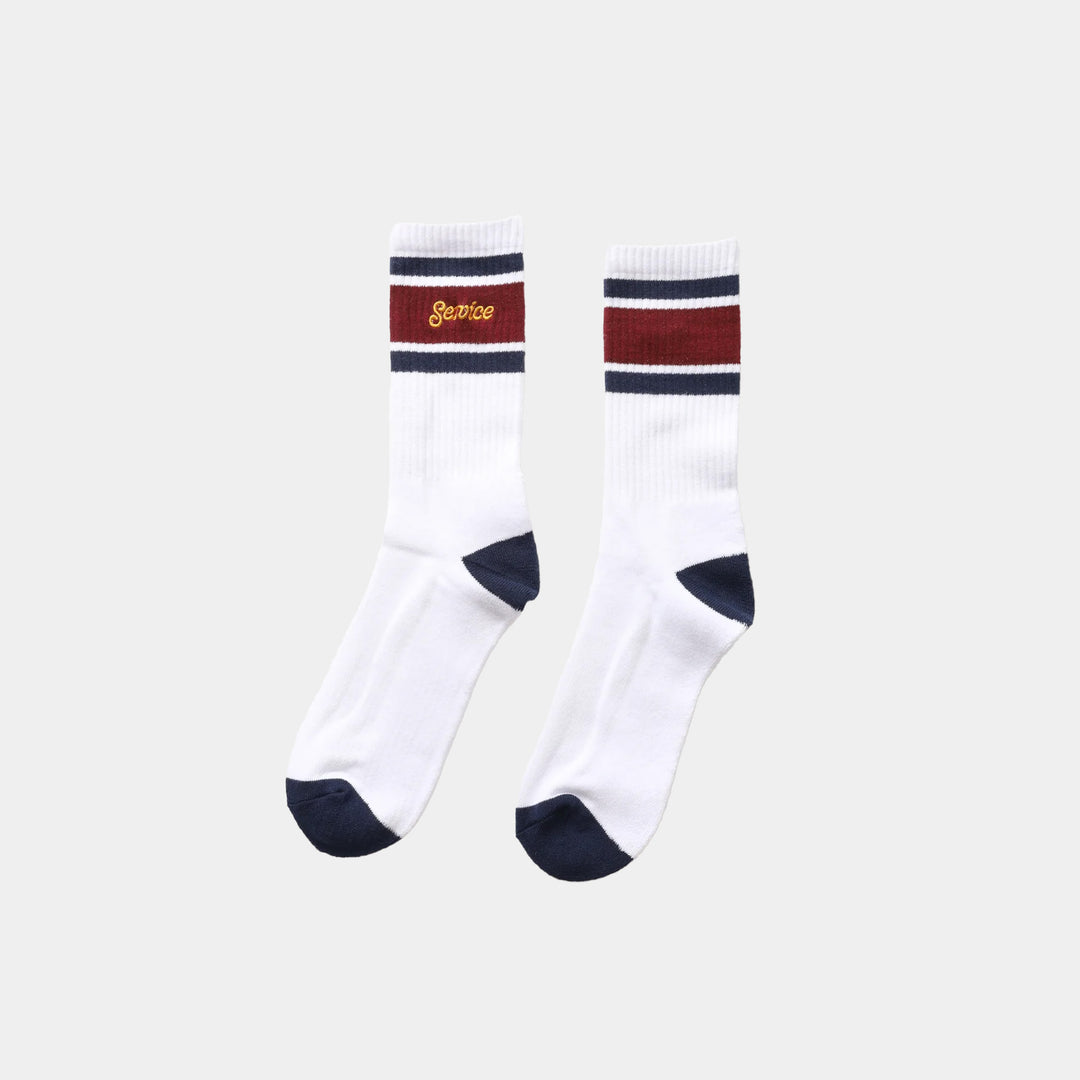 Service Works Logo Ringer Socks - White