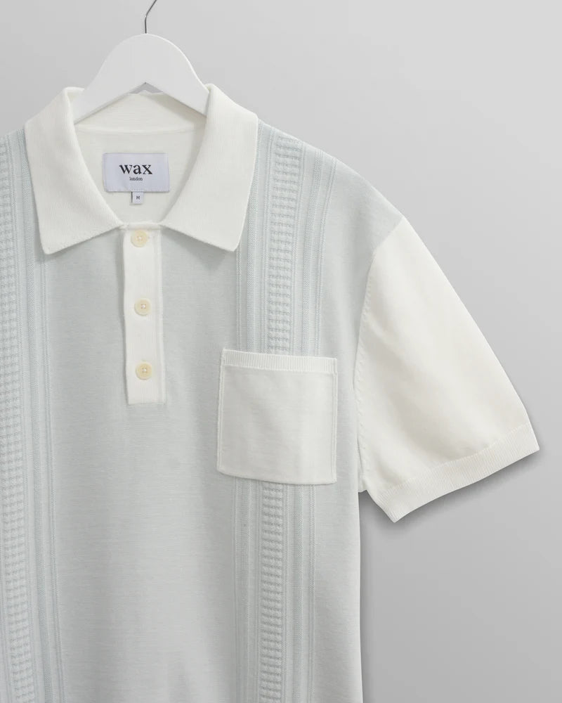 Wax London Turin Pocket Polo - Pale Blue/Ecru