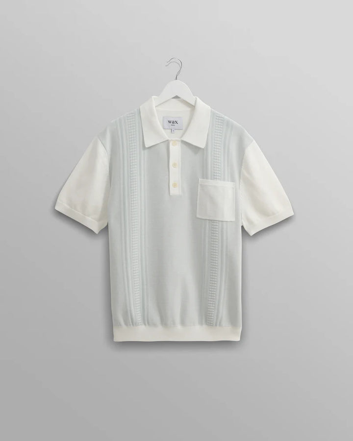 Wax London Turin Pocket Polo - Pale Blue/Ecru