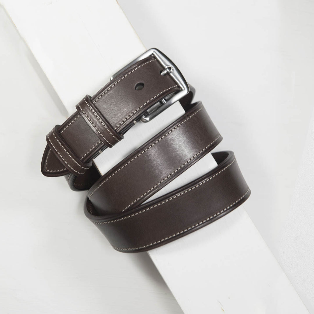 Andersons Classic Leather Bridle Stitched Belt - Brown 3.5 cm