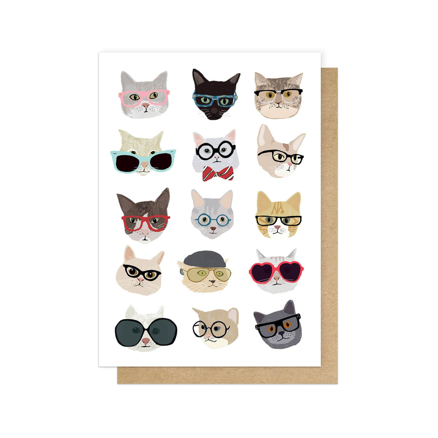 East End Prints Greetings Card - Cats in Glasses by Hanna Melin