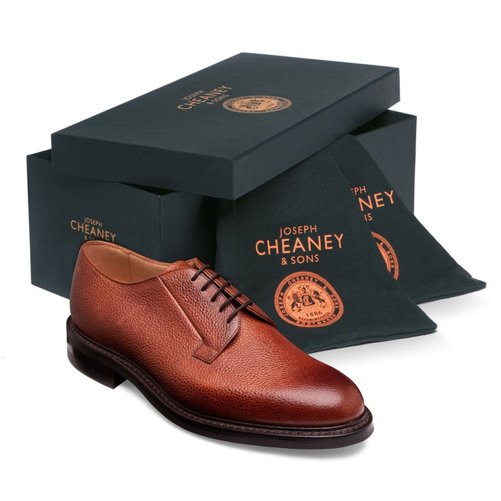 Joseph Cheaney & Sons Deal II R Derby Shoe - Mahogany Grain Leather