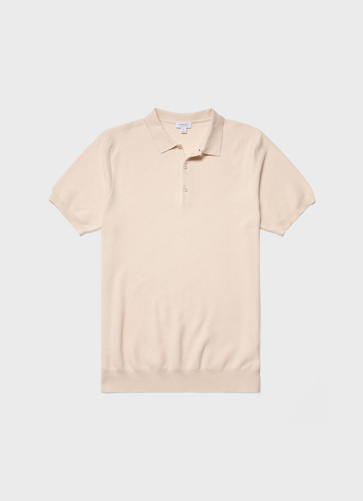 Sunspel Knit Polo Shirt - Ecru